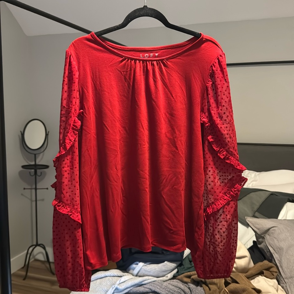 Loft xl red long sleeved top